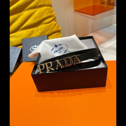 prad* 로고 레더 벨트 1.5cm