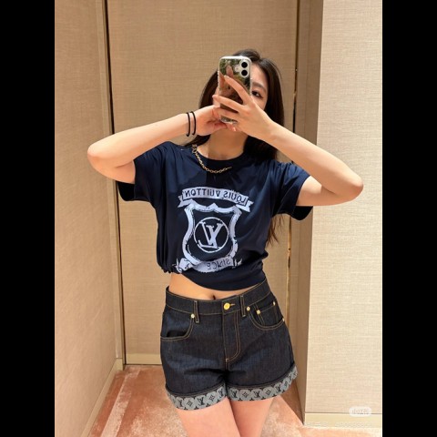 lv 커프드 데님 숏팬츠