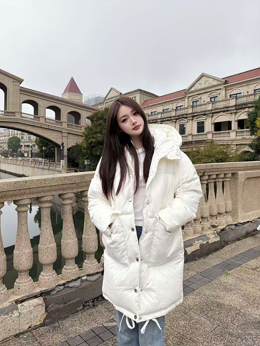 prad* 후드 롱 패딩